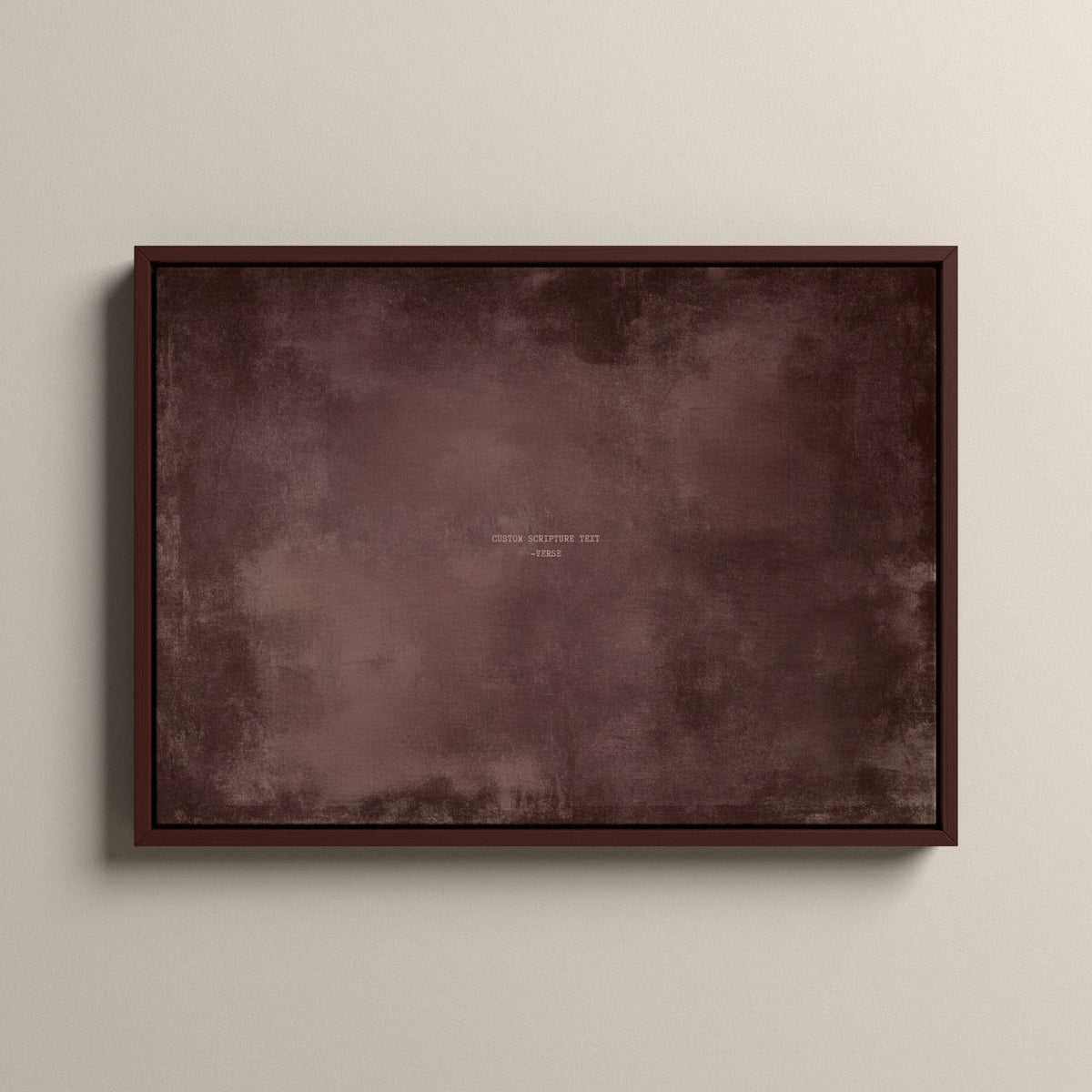 Dusty Mauve Scripture canvas with your own verse in a walnut floating frame