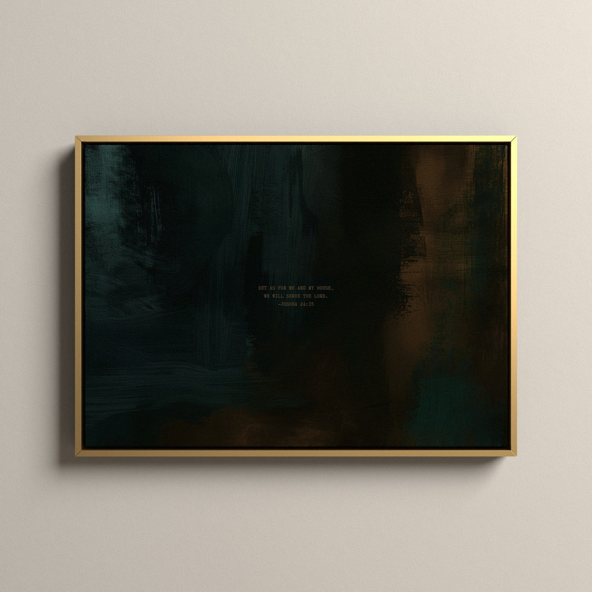 Moss Scripture canvas with Joshua 24:15 in a gold floating frame