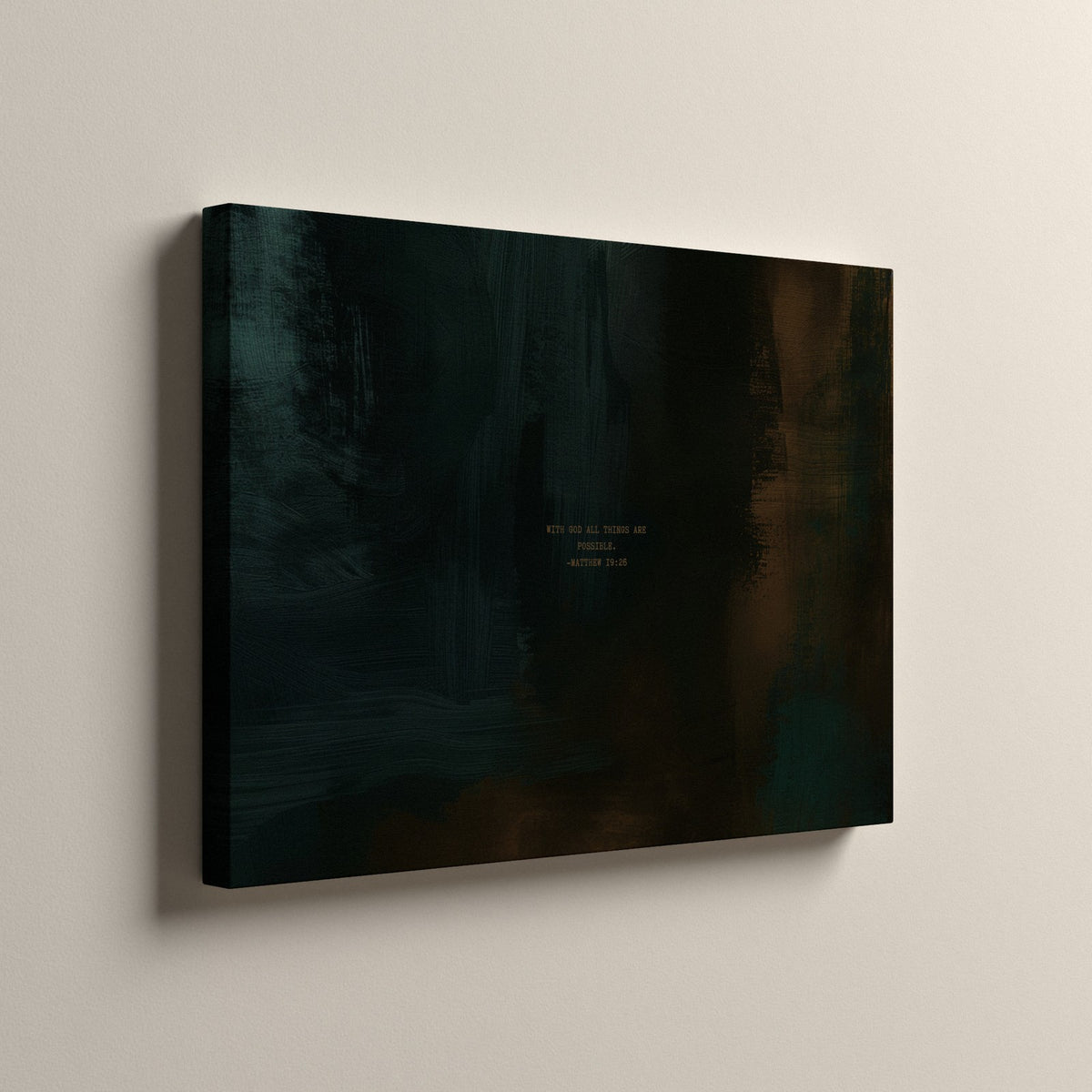 Moss Scripture canvas, unframed, side view