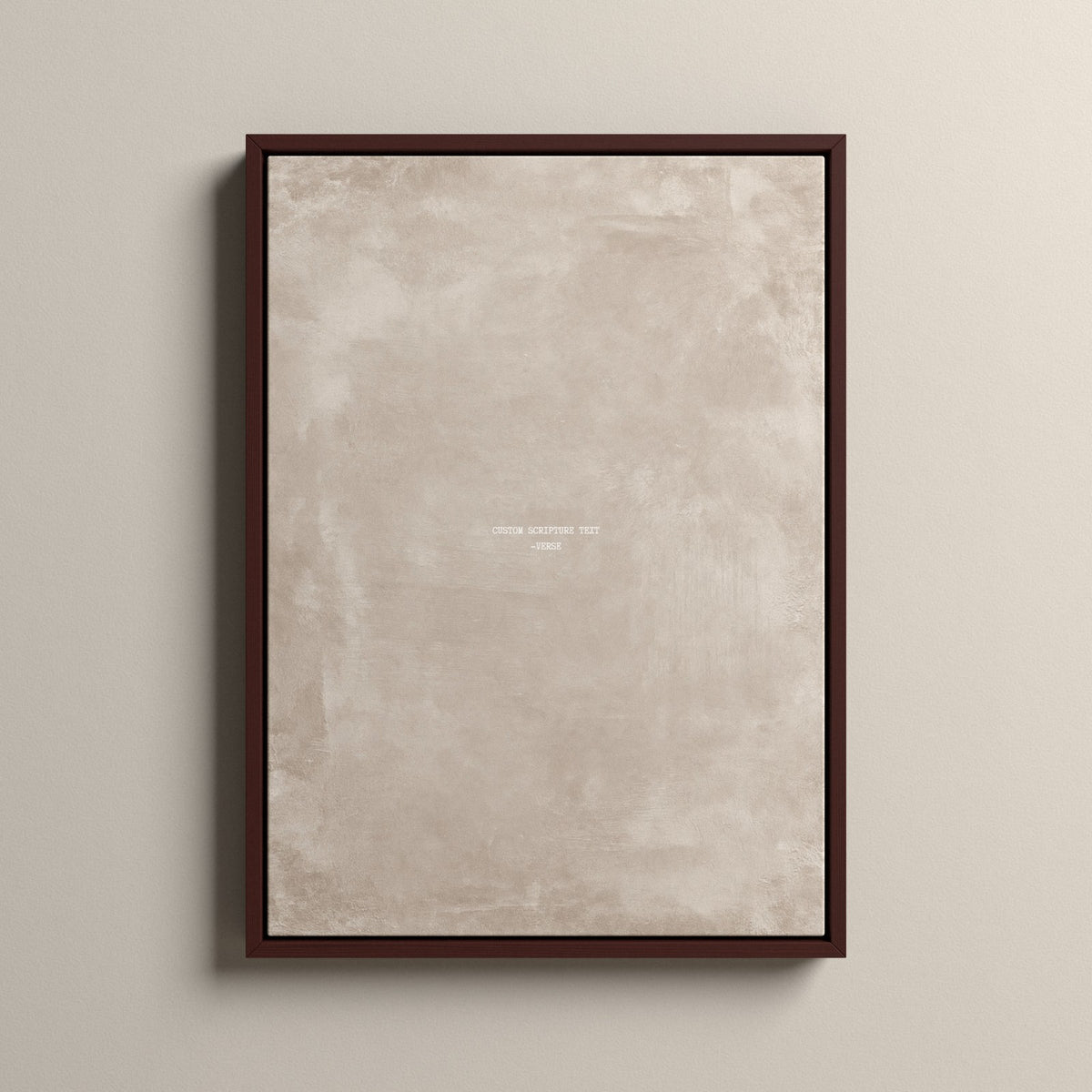 Oat Scripture canvas with your own verse in a walnut floating frame