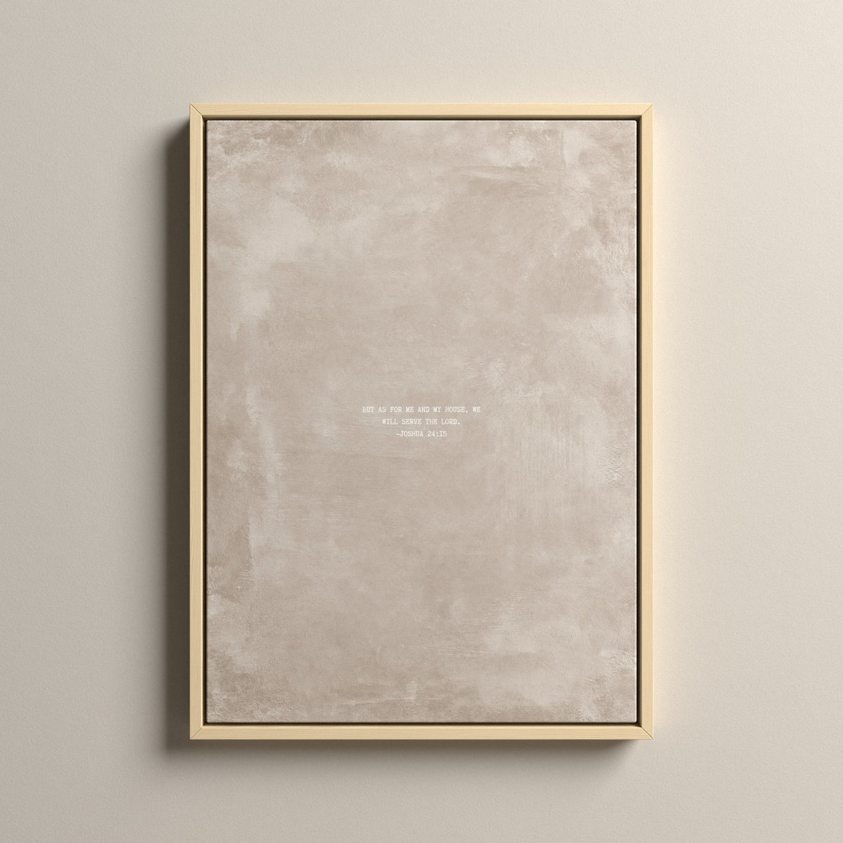 Oat Scripture canvas with Joshua 24:15 in a natural floating frame