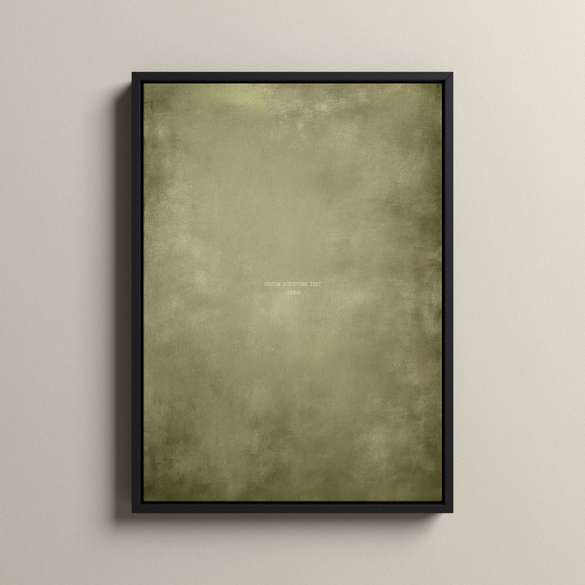 Olive Scripture canvas with your own verse in a black floating frame