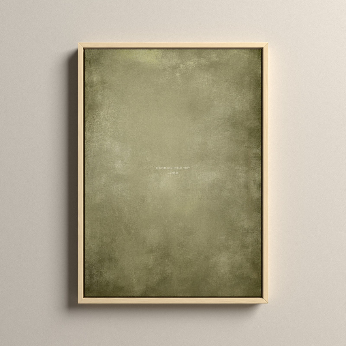Olive Scripture canvas with your own verse in a natural floating frame