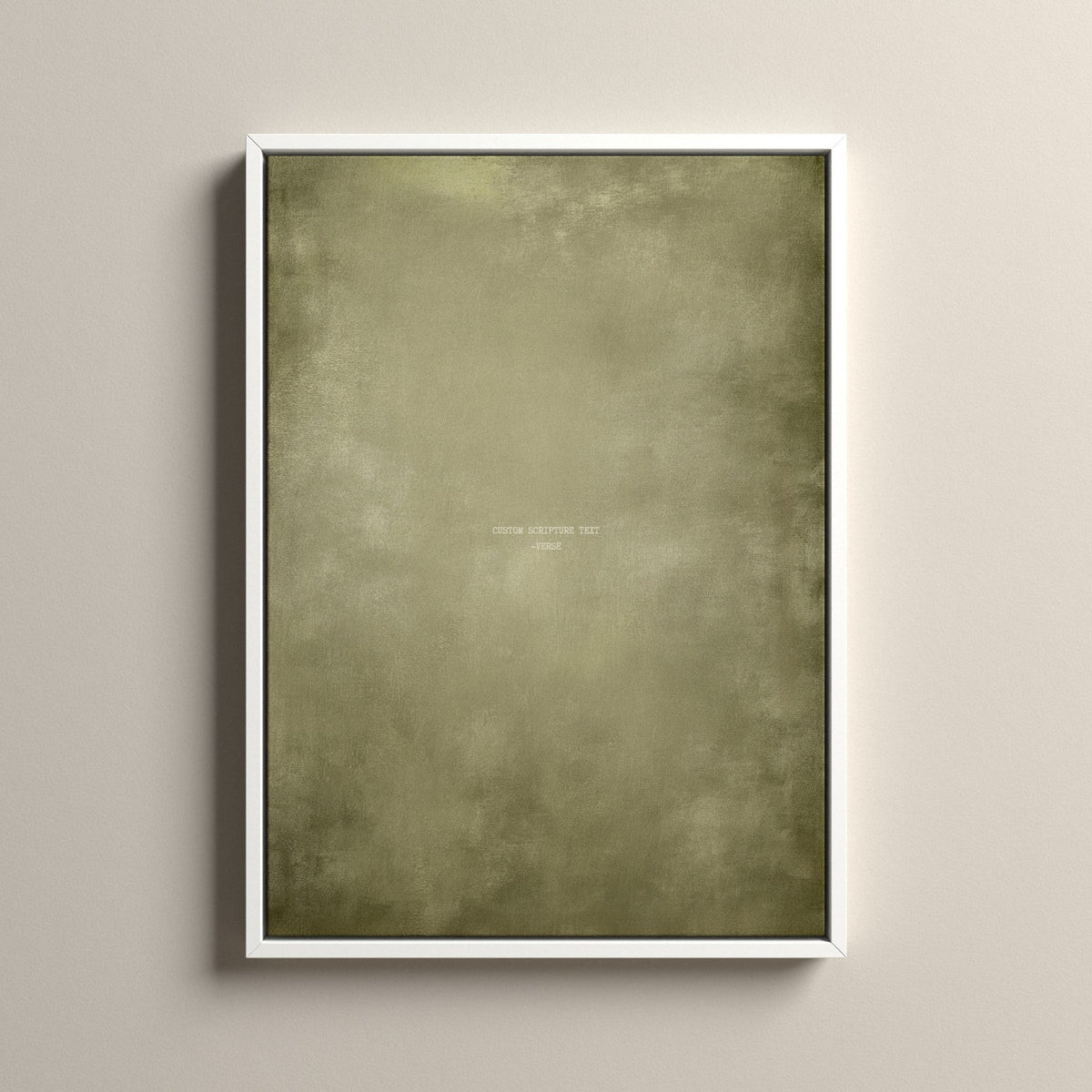 Olive Scripture canvas with your own verse in a white floating frame