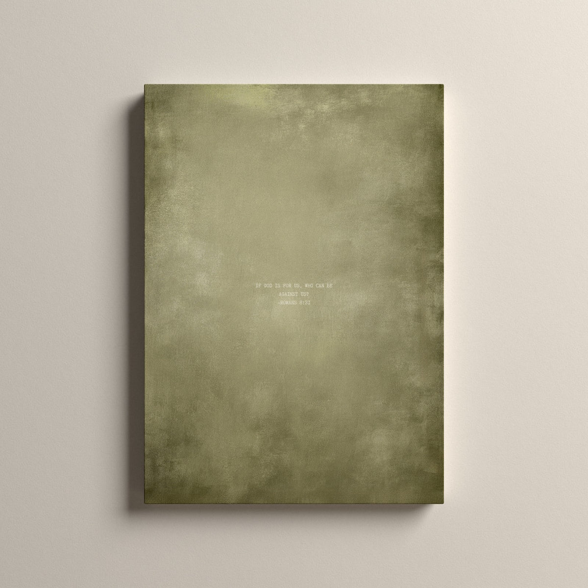 Olive Scripture canvas with Romans 8:31, unframed