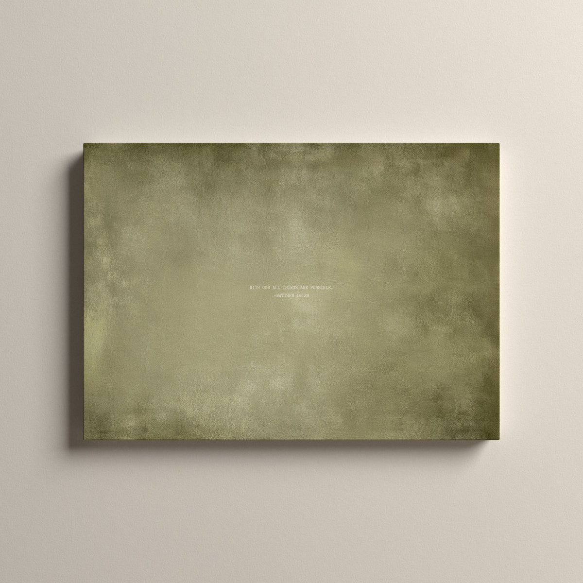 Olive Scripture canvas with Matthew 19:26, unframed