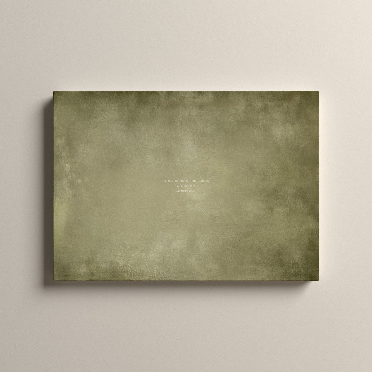 Olive Scripture canvas with Romans 8:31, unframed