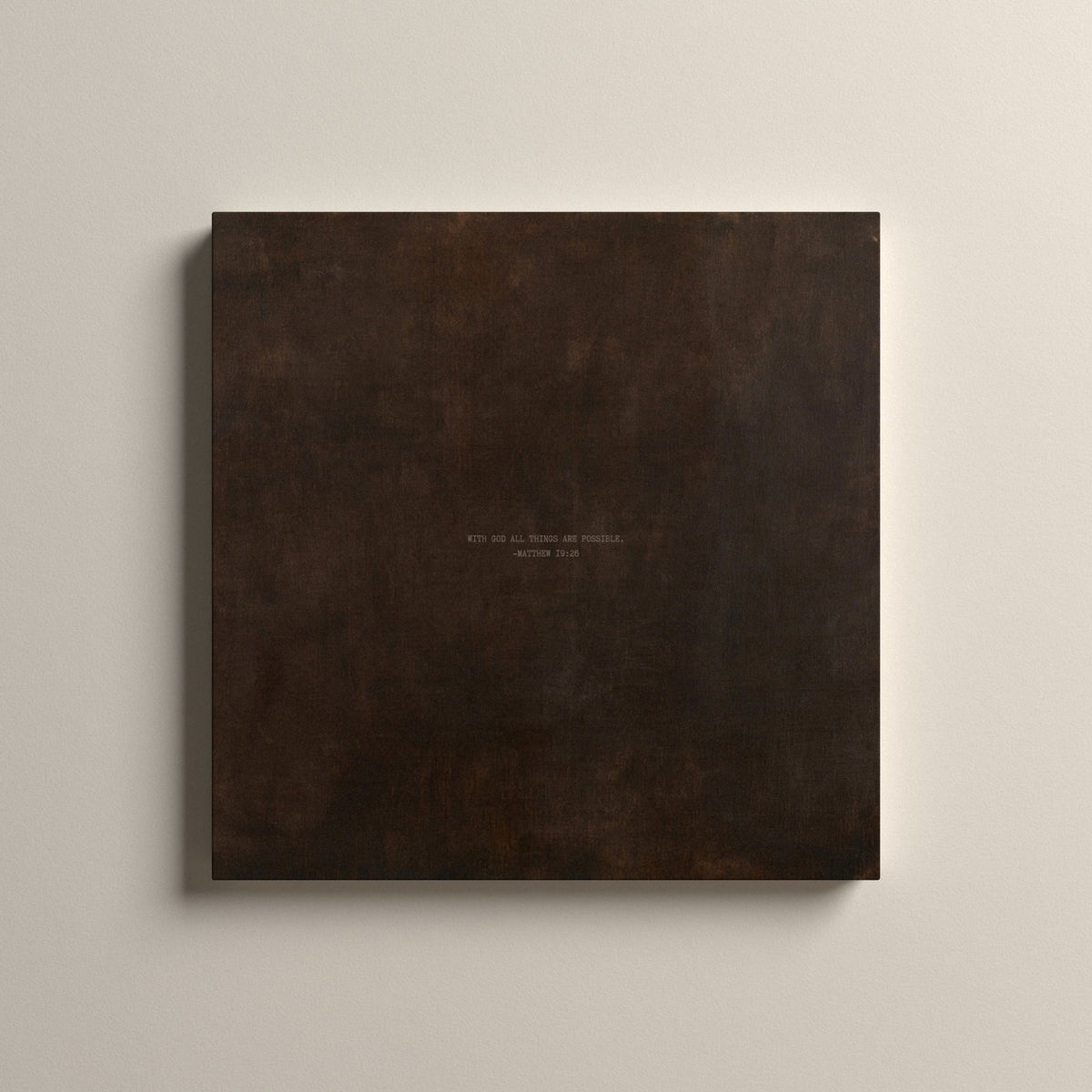 PATINA 01 Scripture canvas with Matthew 19:26, unframed
