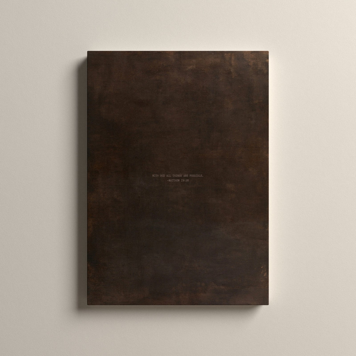 PATINA 01 Scripture canvas with Matthew 19:26, unframed