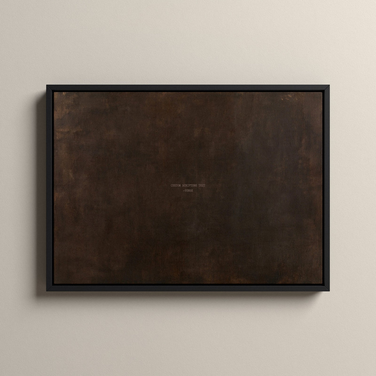 PATINA 01 Scripture canvas with your own verse in a black floating frame