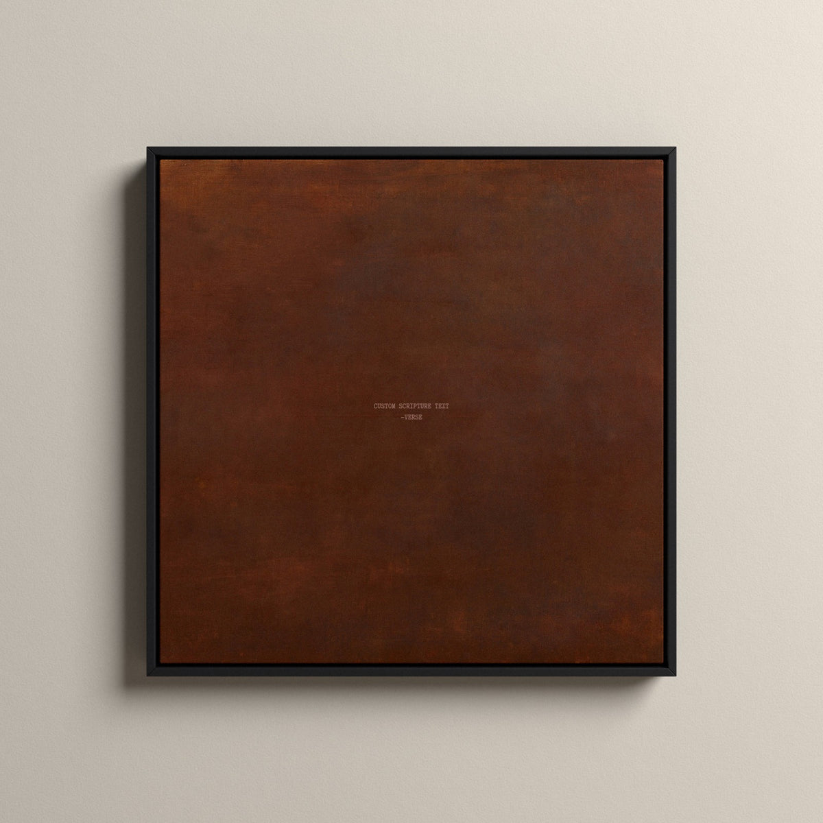 PATINA 02 Scripture canvas with your own verse in a black floating frame