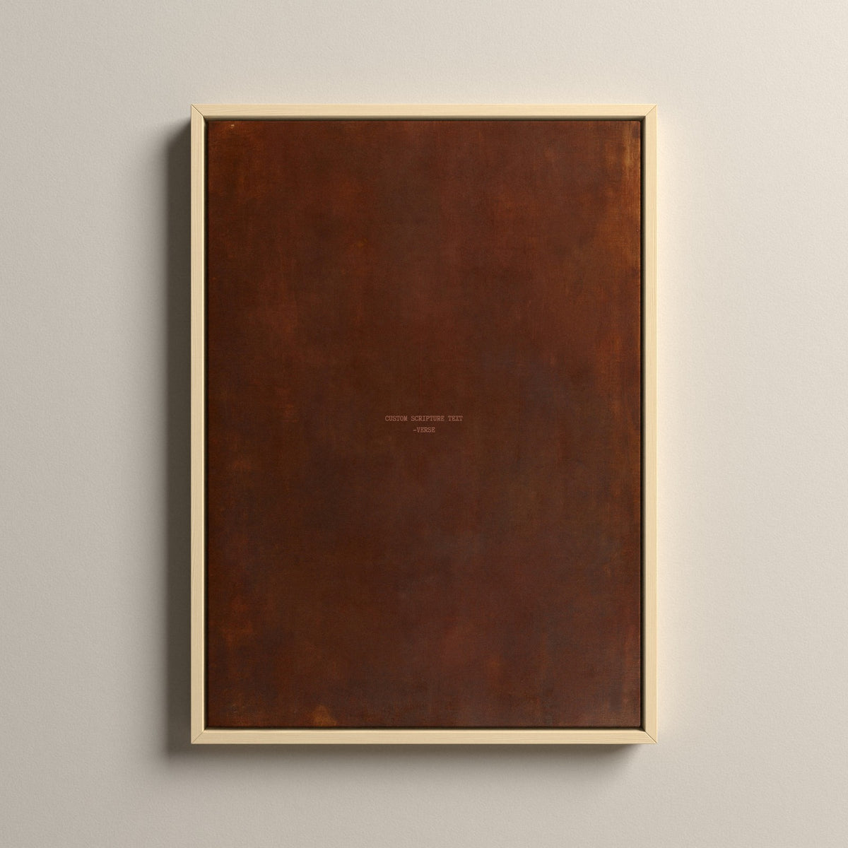 PATINA 02 Scripture canvas with your own verse in a natural floating frame