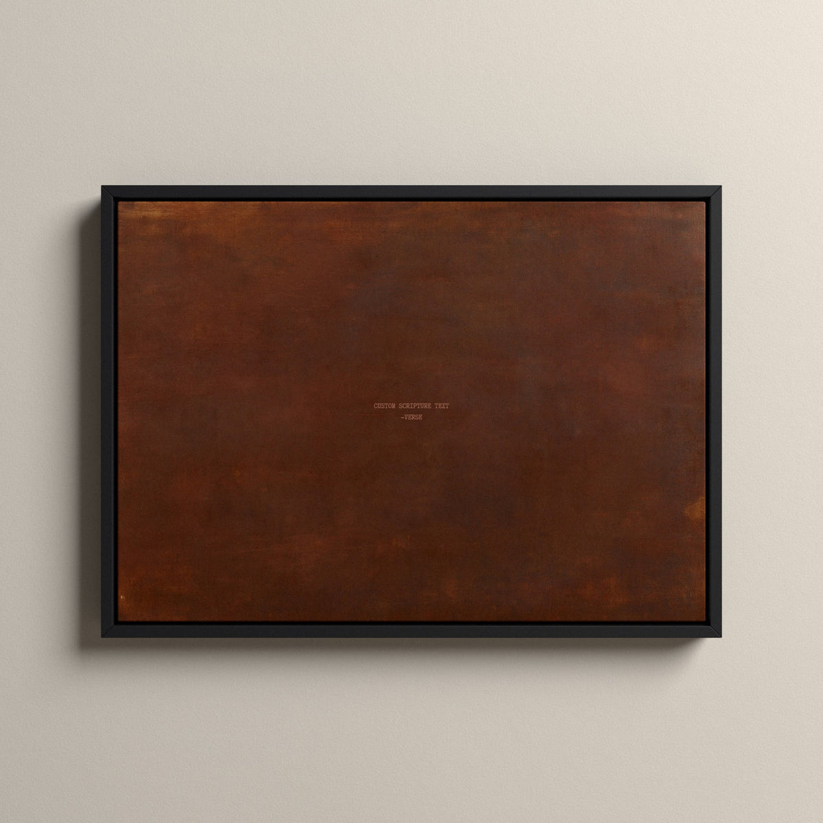 PATINA 02 Scripture canvas with your own verse in a black floating frame