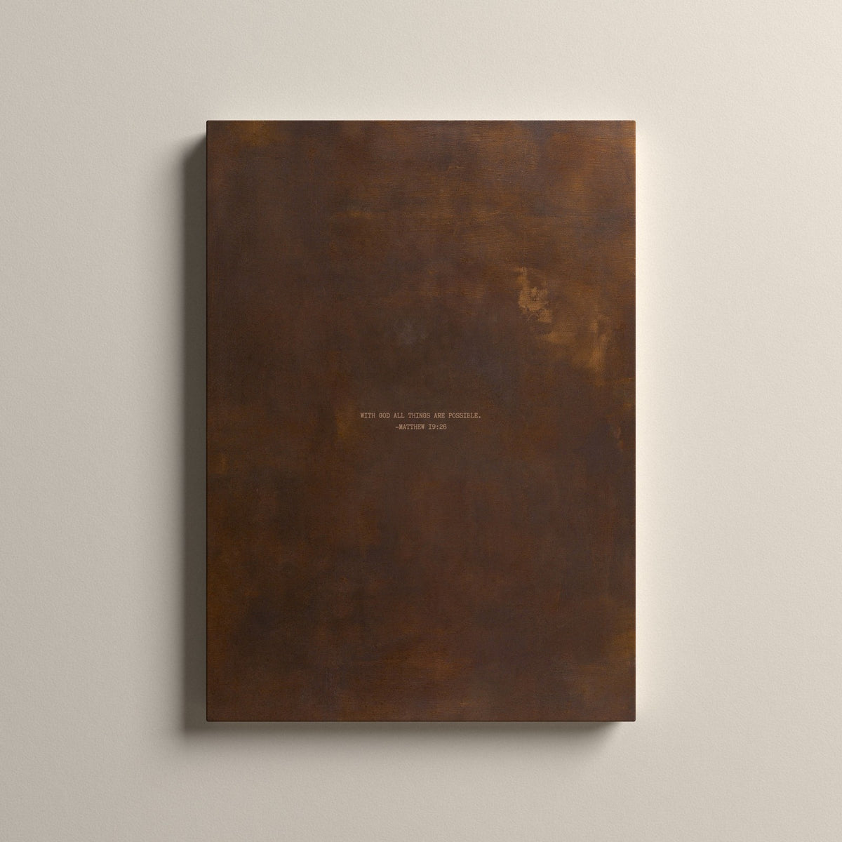 PATINA 03 Scripture canvas with Matthew 19:26, unframed