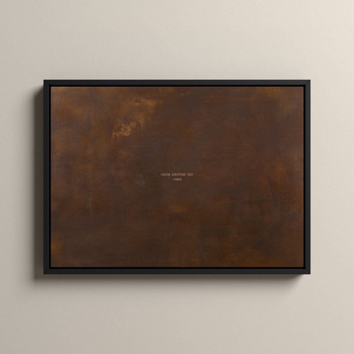 PATINA 03 Scripture canvas with your own verse in a black floating frame