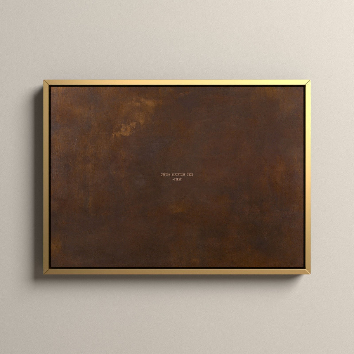 PATINA 03 Scripture canvas with your own verse in a gold floating frame