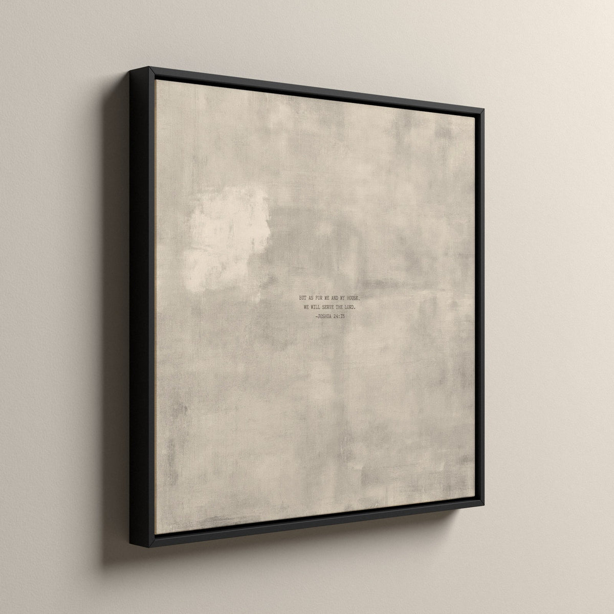 Patina 04 Scripture canvas, in a black floating frame, side view