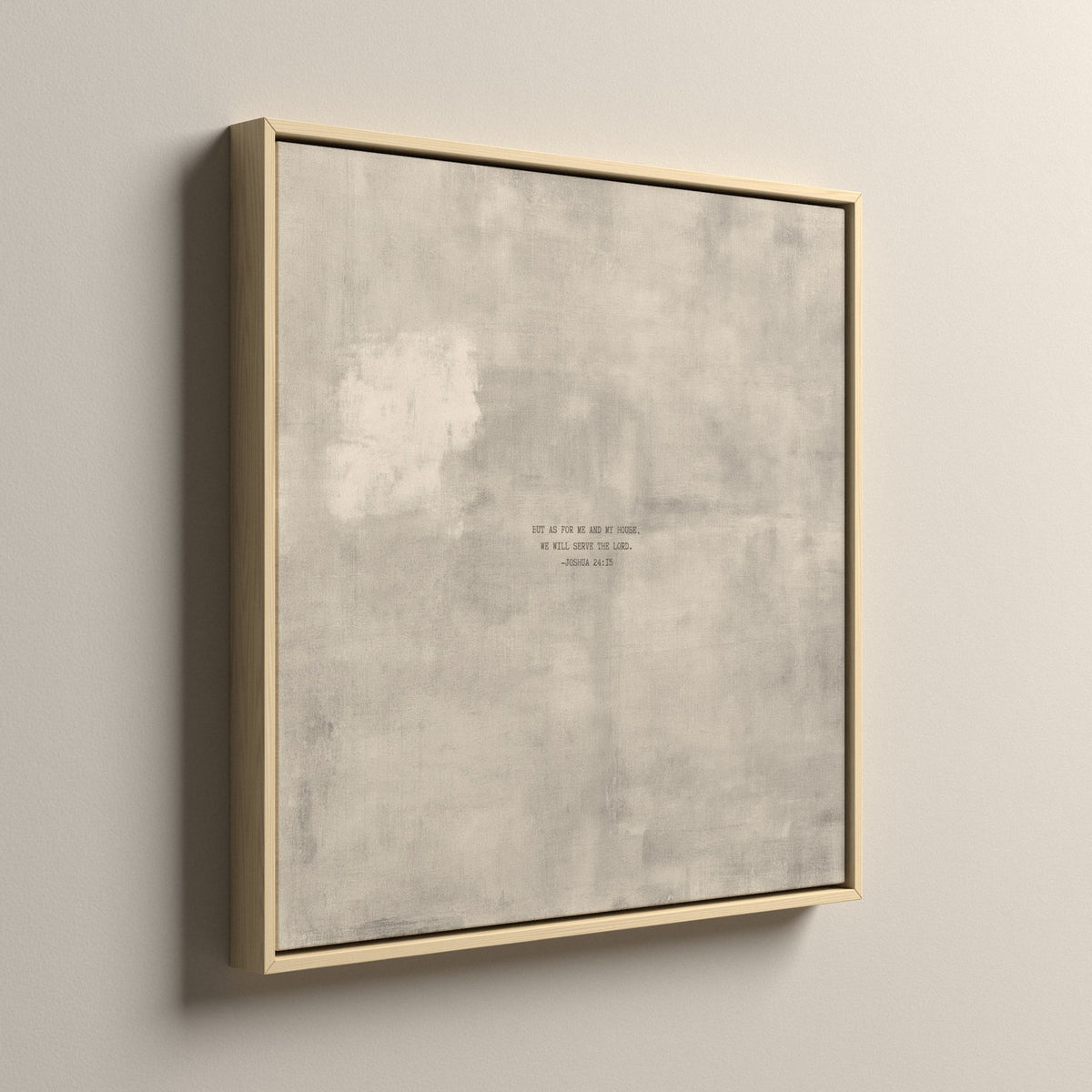 Patina 04 Scripture canvas, in a natural floating frame, side view