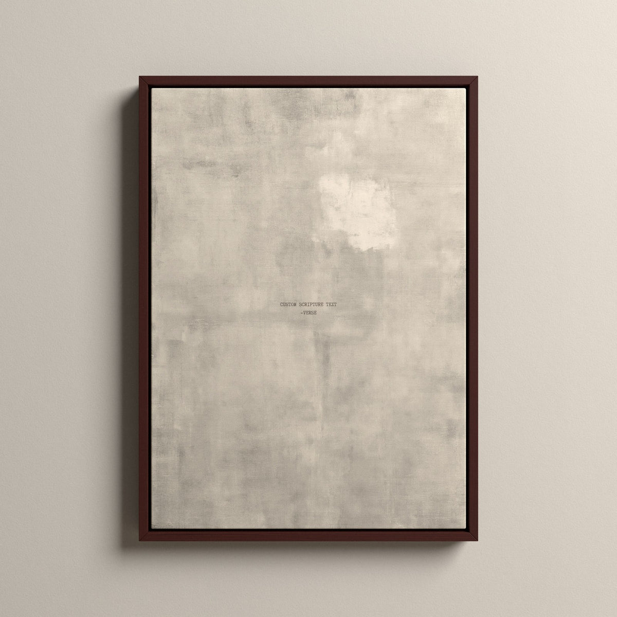 PATINA 04 Scripture canvas with your own verse in a walnut floating frame