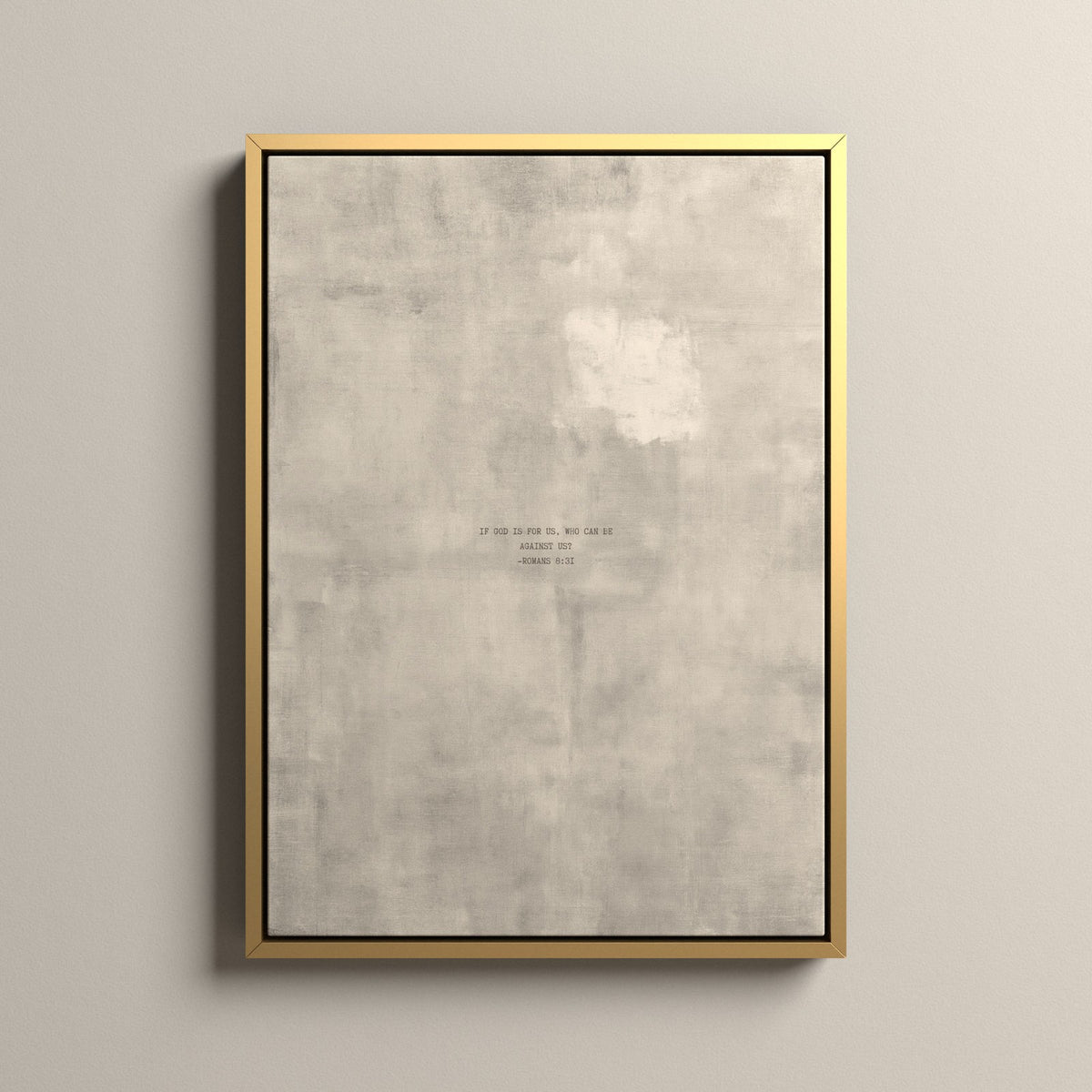 PATINA 04 Scripture canvas with Romans 8:31 in a gold floating frame