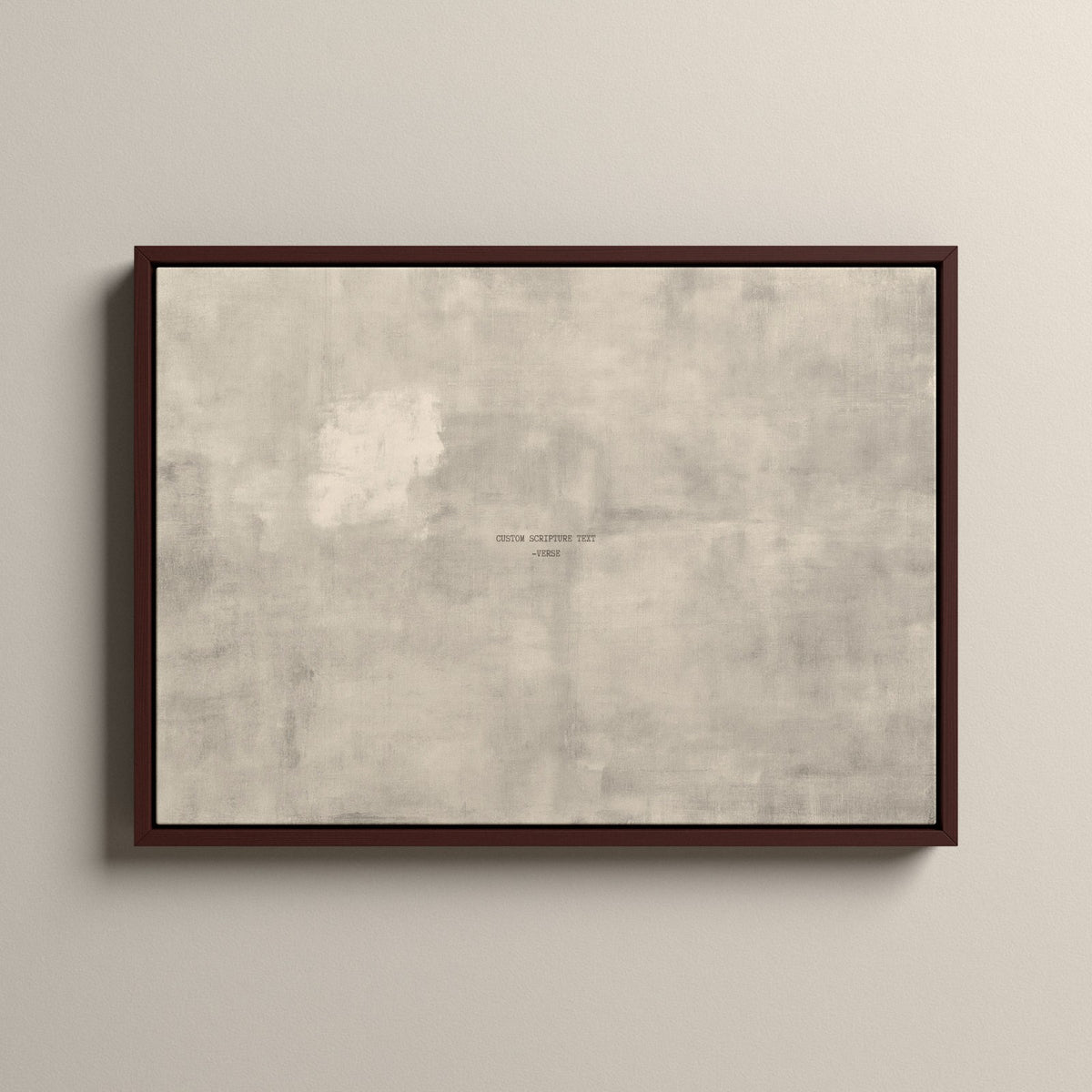 PATINA 04 Scripture canvas with your own verse in a walnut floating frame