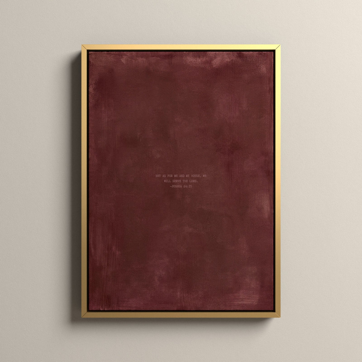 Redwood Scripture canvas with Joshua 24:15 in a gold floating frame