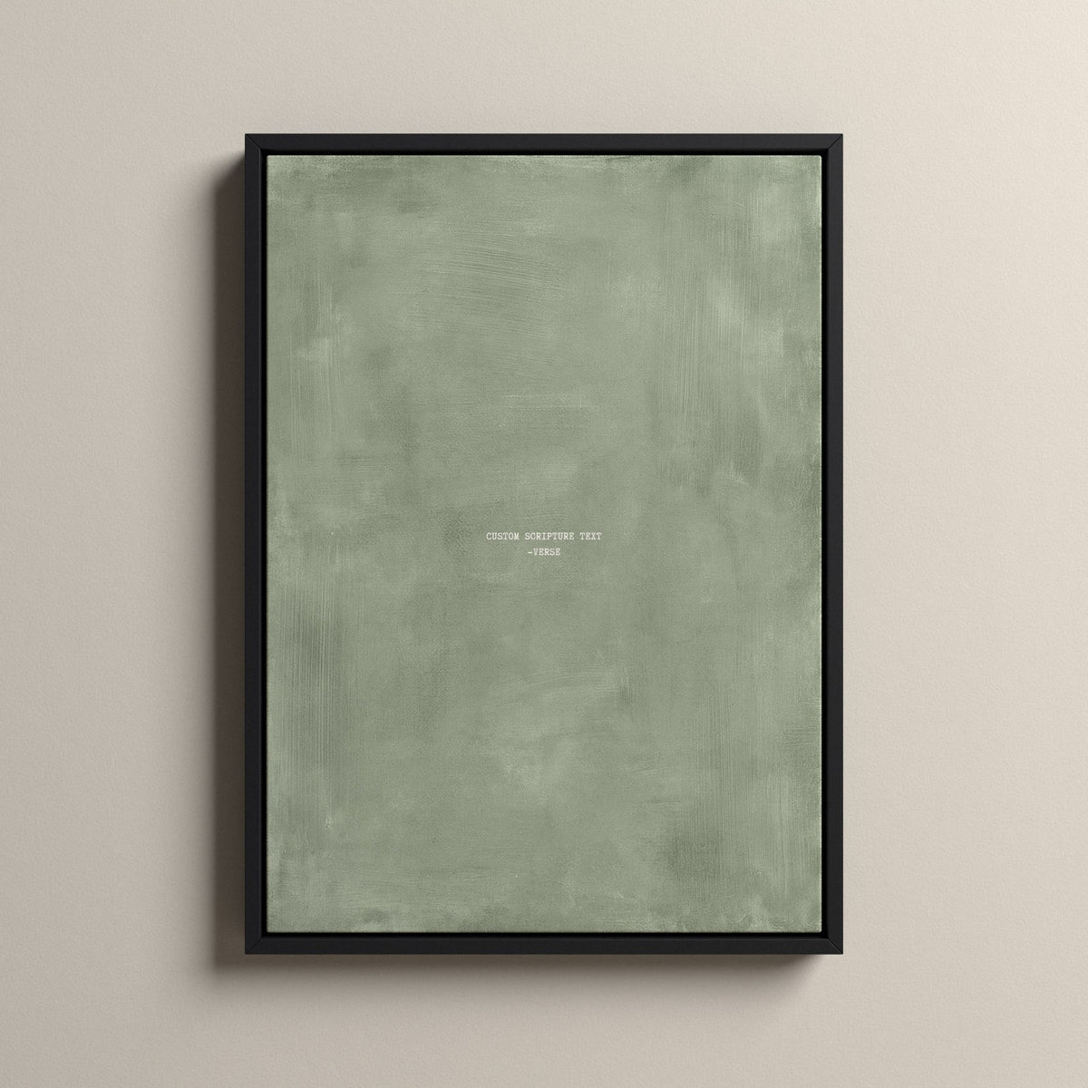 Sage Scripture canvas with your own verse in a black floating frame