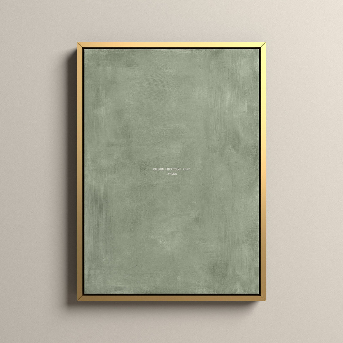 Sage Scripture canvas with your own verse in a gold floating frame