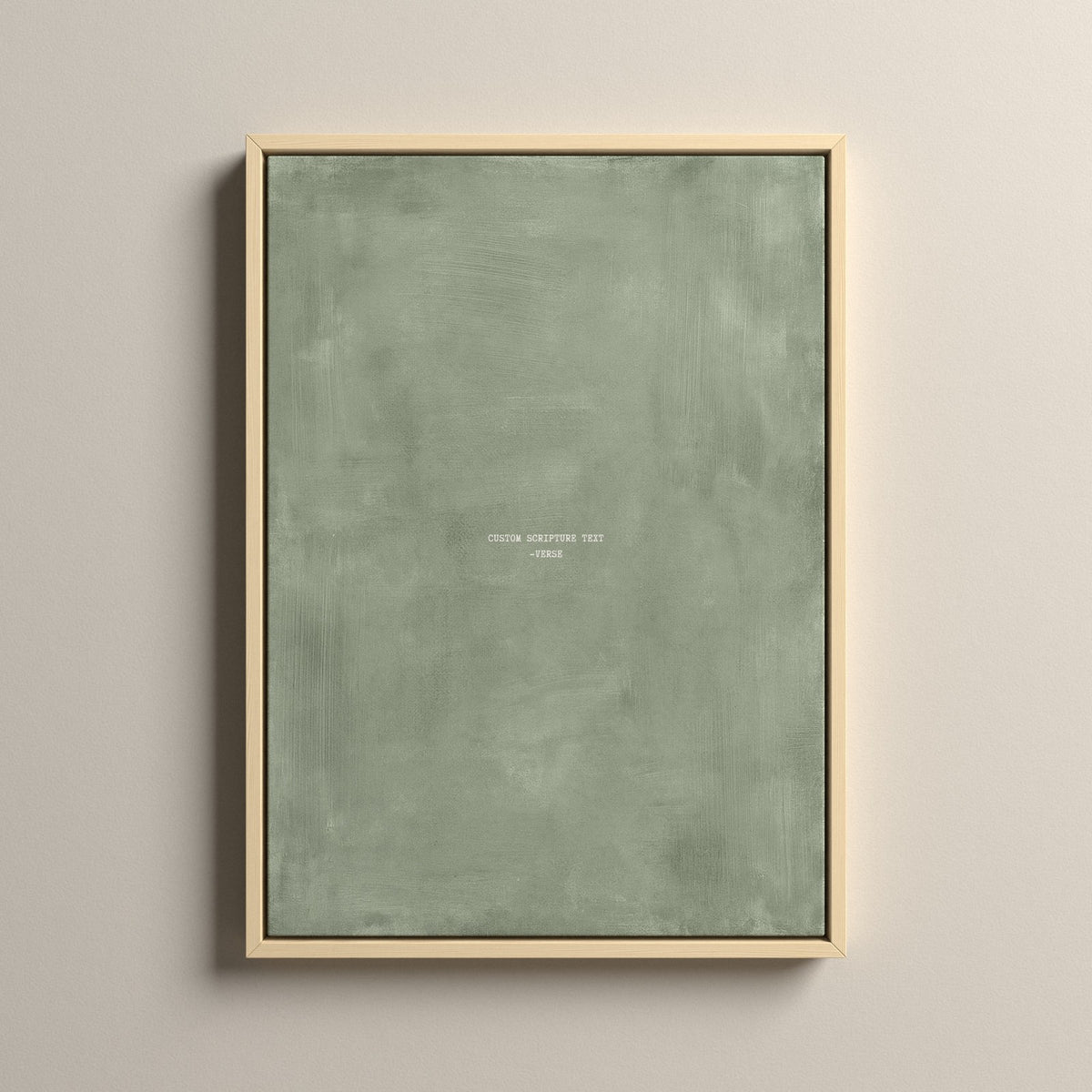 Sage Scripture canvas with your own verse in a natural floating frame