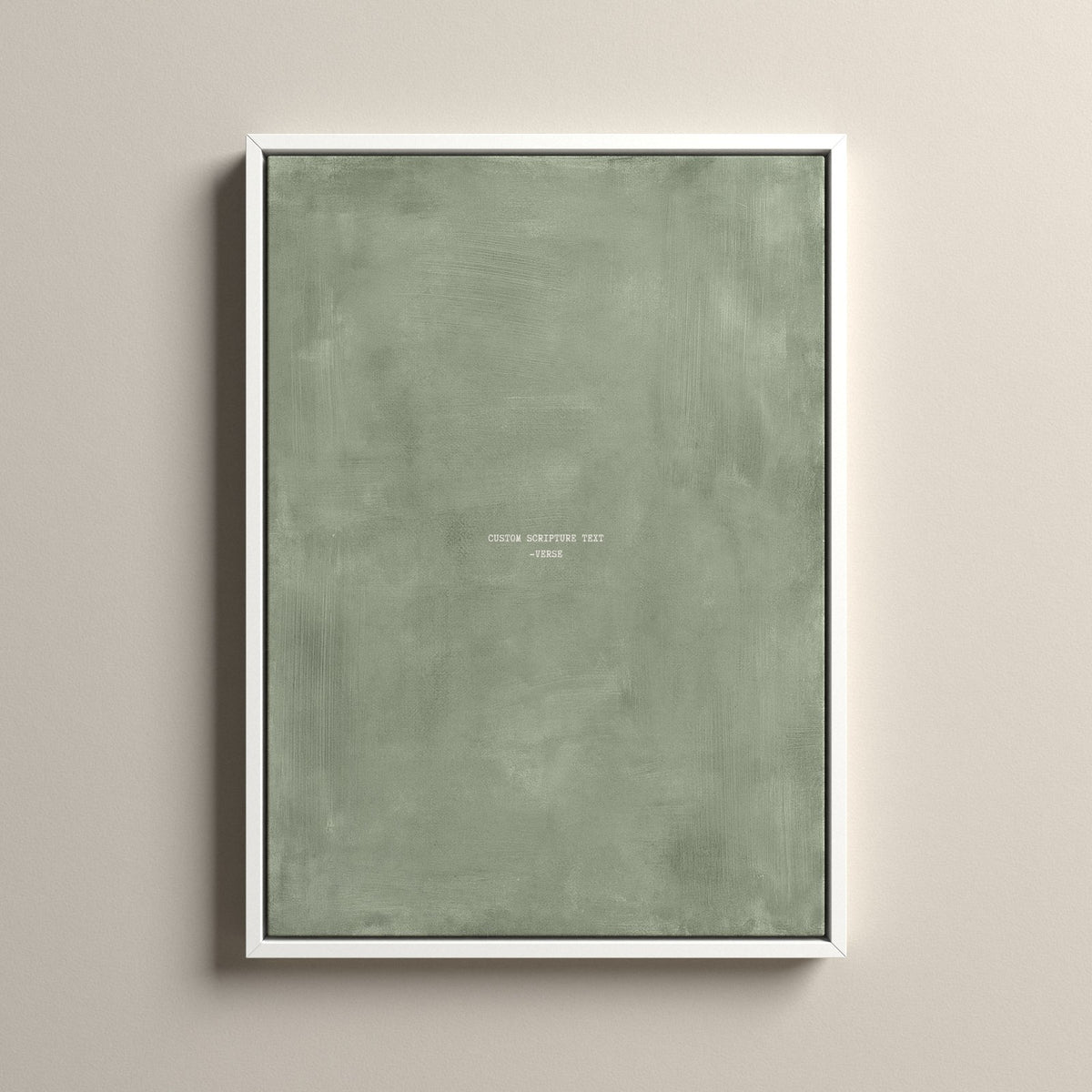 Sage Scripture canvas with your own verse in a white floating frame