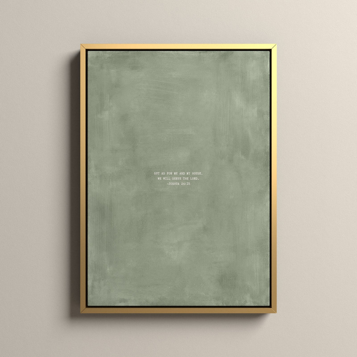 Sage Scripture canvas with Joshua 24:15 in a gold floating frame