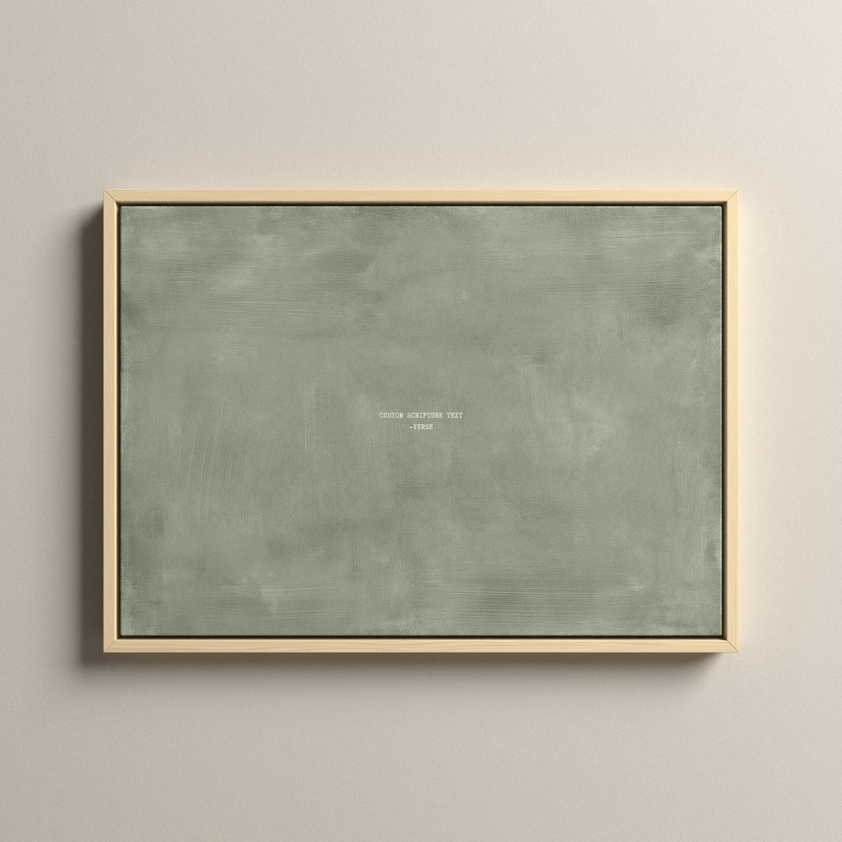 Sage Scripture canvas with your own verse in a natural floating frame