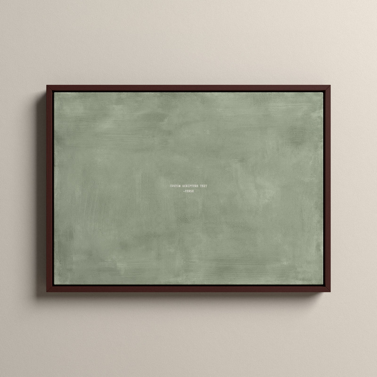 Sage Scripture canvas with your own verse in a walnut floating frame