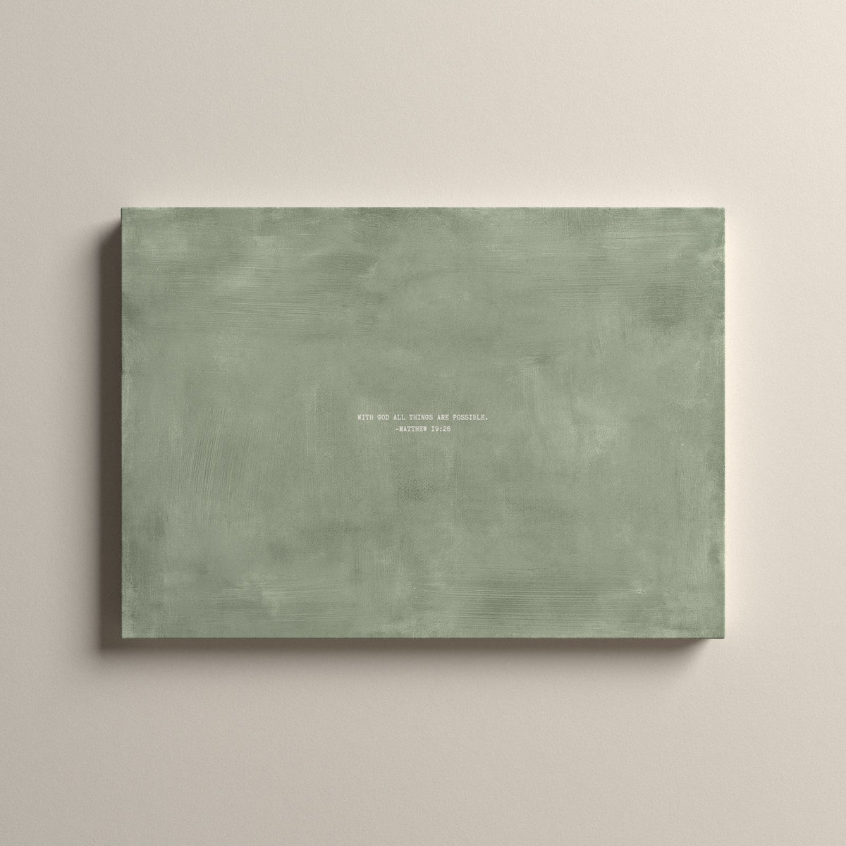 Sage Scripture canvas with Matthew 19:26, unframed