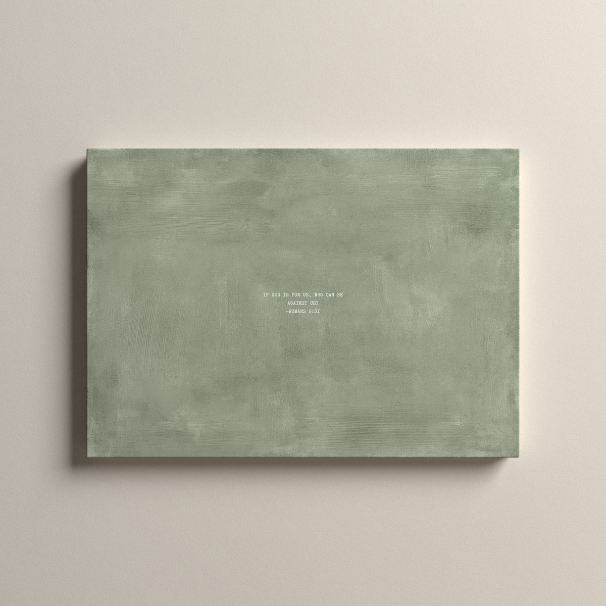 Sage Scripture canvas with Romans 8:31, unframed