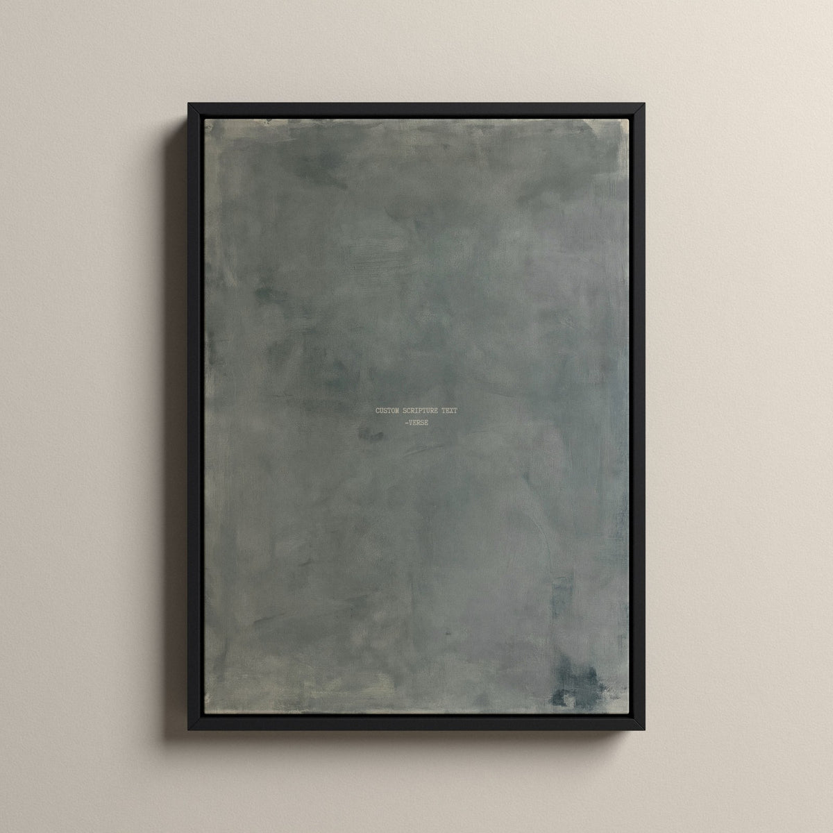 Zinc Scripture canvas with your own verse in a black floating frame