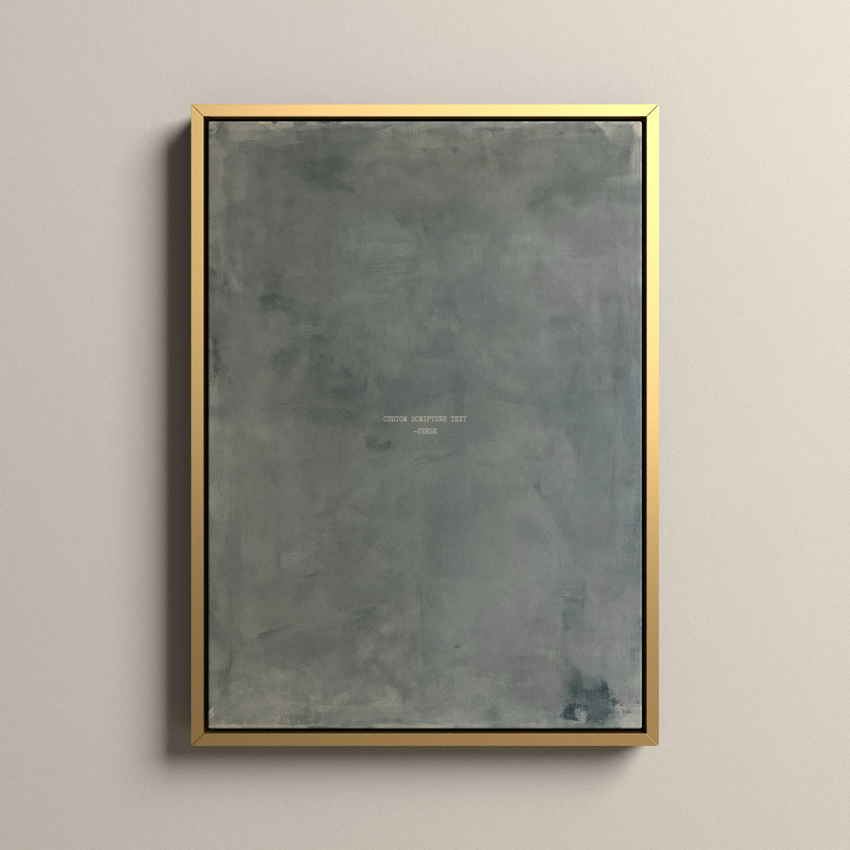Zinc Scripture canvas with your own verse in a gold floating frame