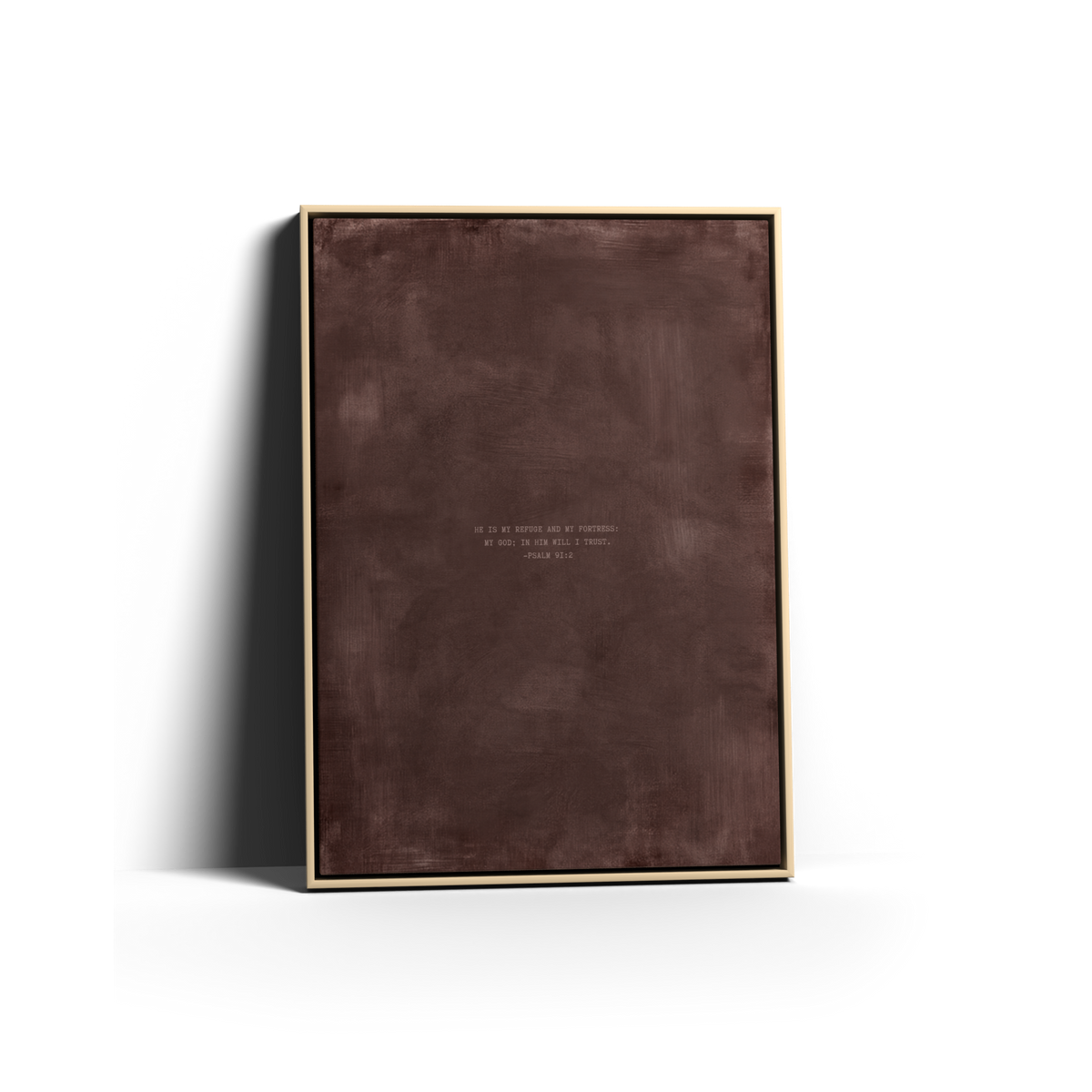 Deep Rose Scripture canvas with Psalm 91:2 in a natural frame