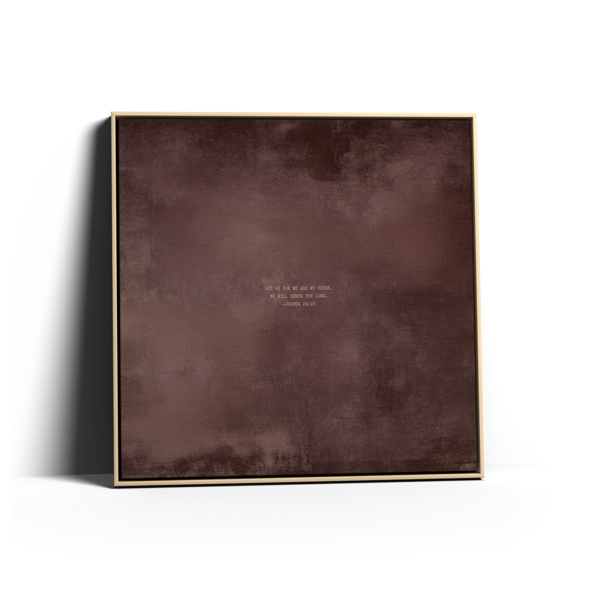 Dusty Mauve Scripture canvas with Joshua 24:15 in a natural frame, modern Christian wall art by AENON HOME