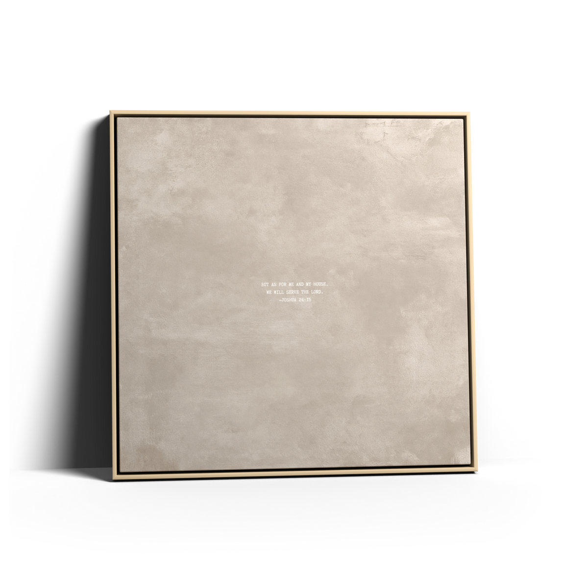 Oat Scripture canvas with Joshua 24:15 in a natural frame, modern Christian wall art by AENON HOME