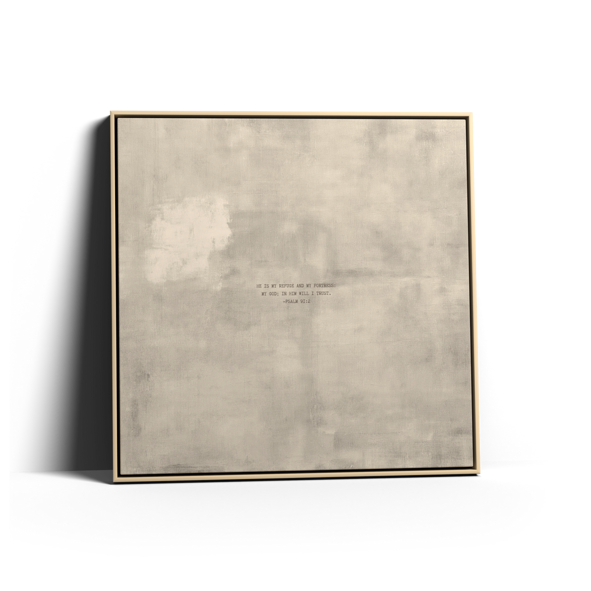 PATINA 04 Scripture canvas with Psalm 91:2 in a natural frame, modern Christian wall art by AENON HOME