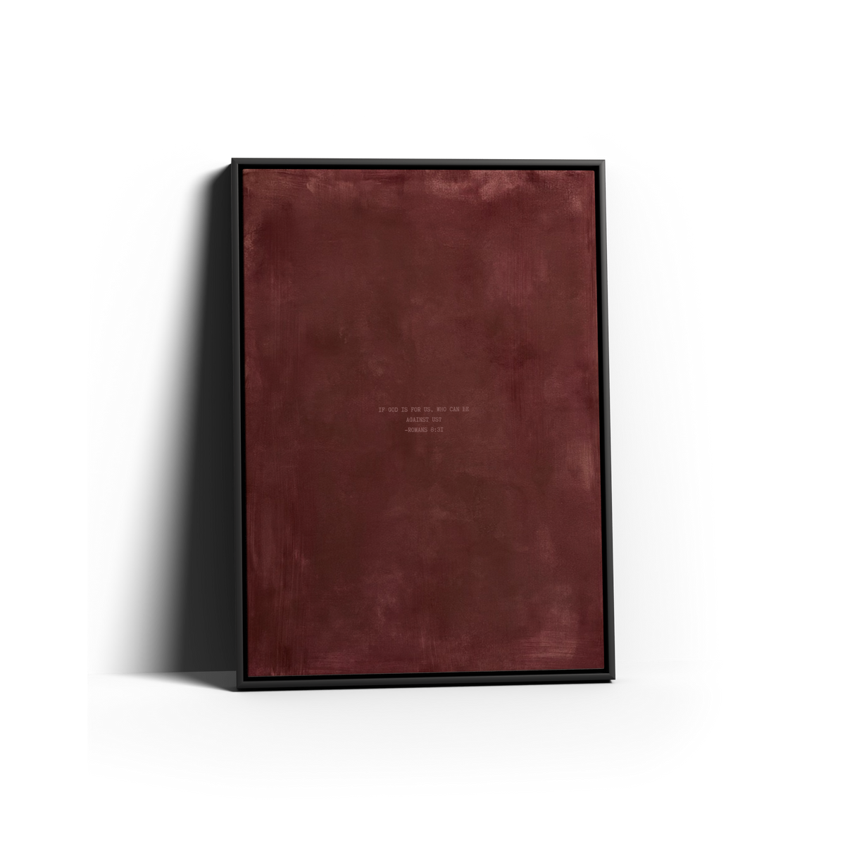 Redwood Scripture canvas with Romans 8:31 in a black frame