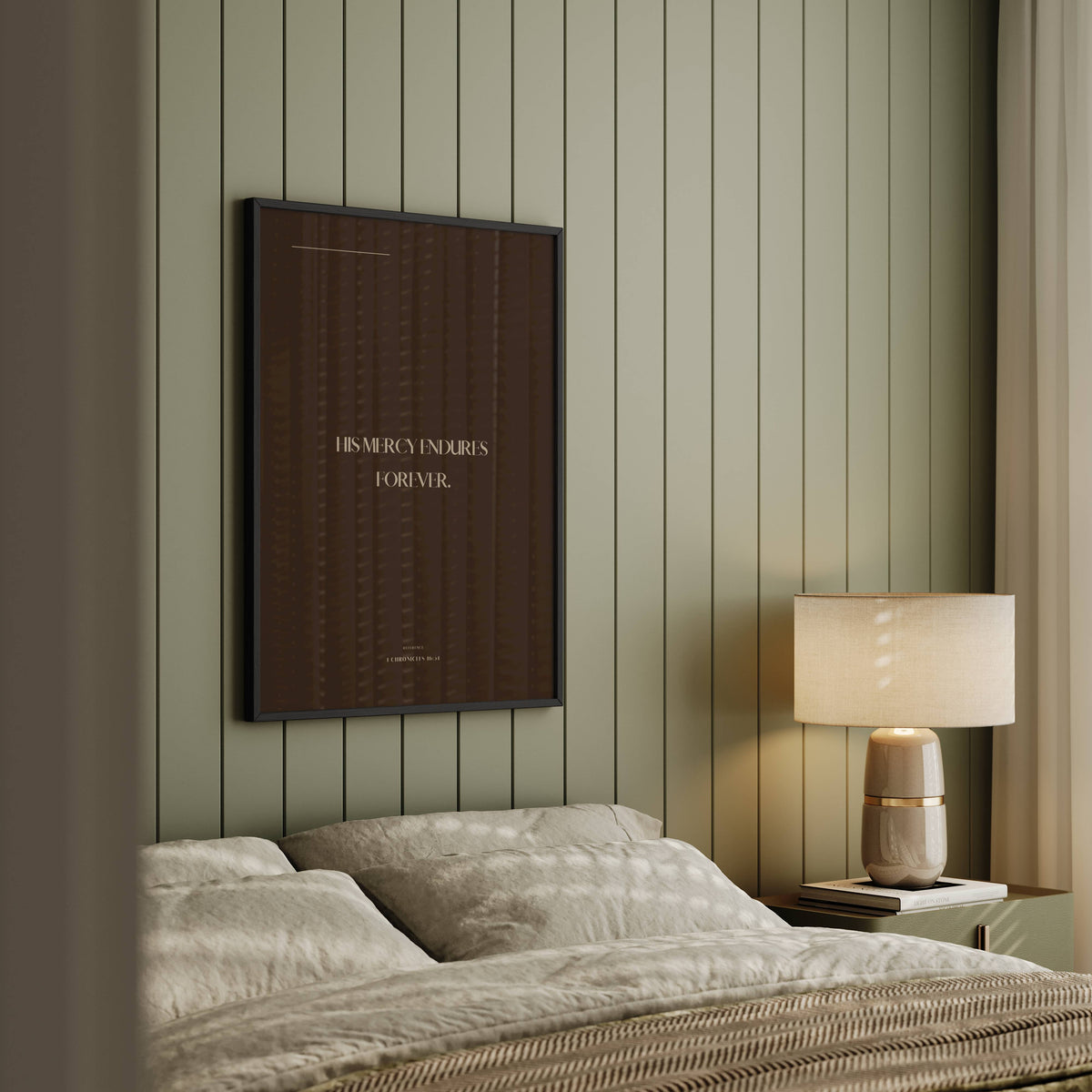 His Mercy 1 Chronicles 16:34 Christian wall art print by AENON HOME fine art scripture print