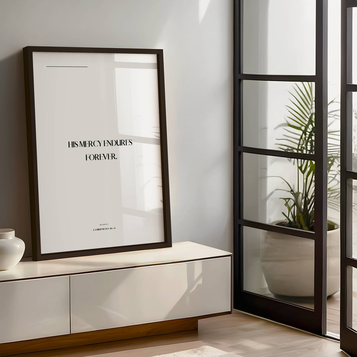 His Mercy 1 Chronicles 16:34 Christian wall art print by AENON HOME fine art scripture print