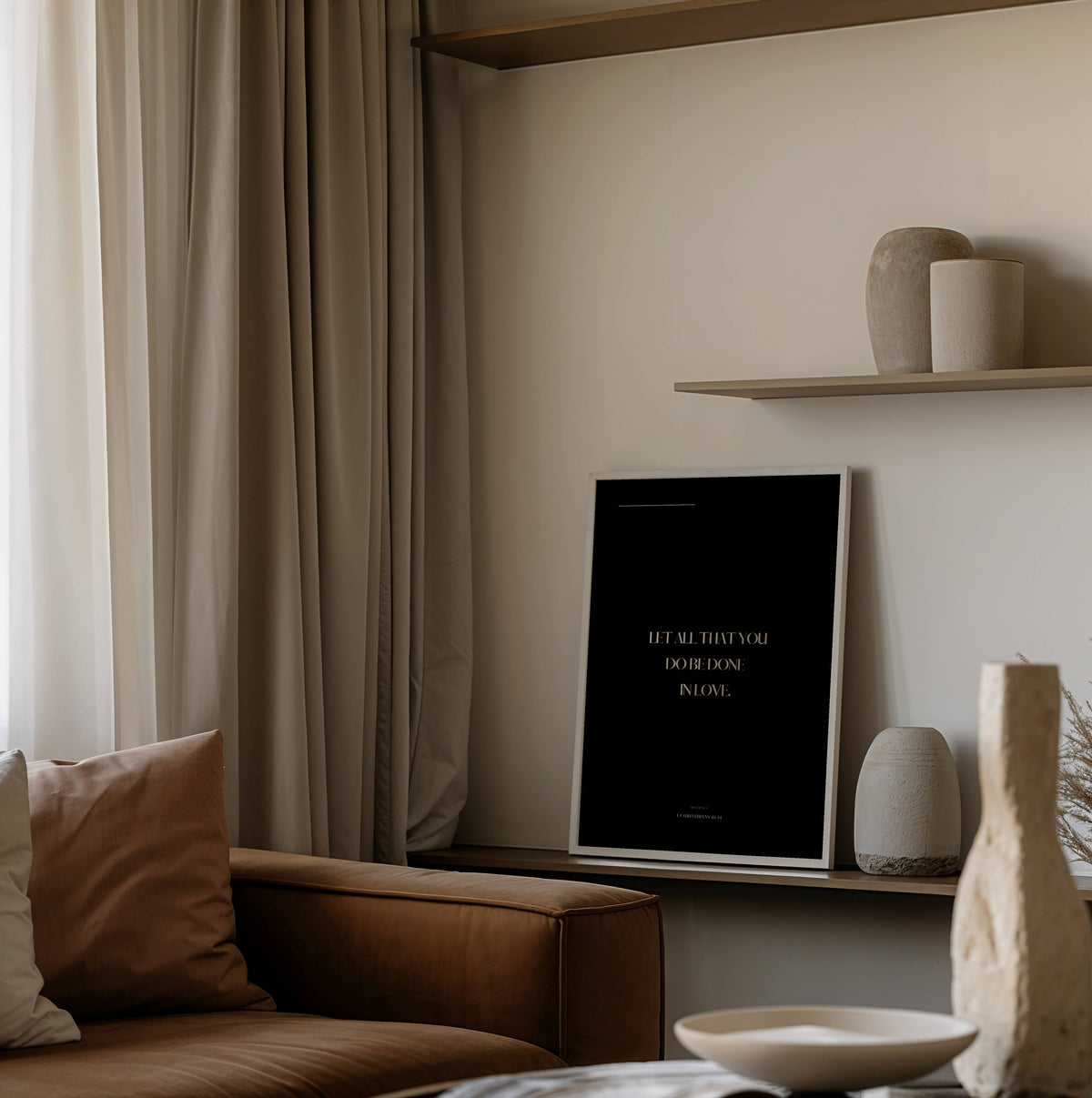 Love 1 Corinthians 16:14 Christian wall art print by AENON HOME fine art scripture print