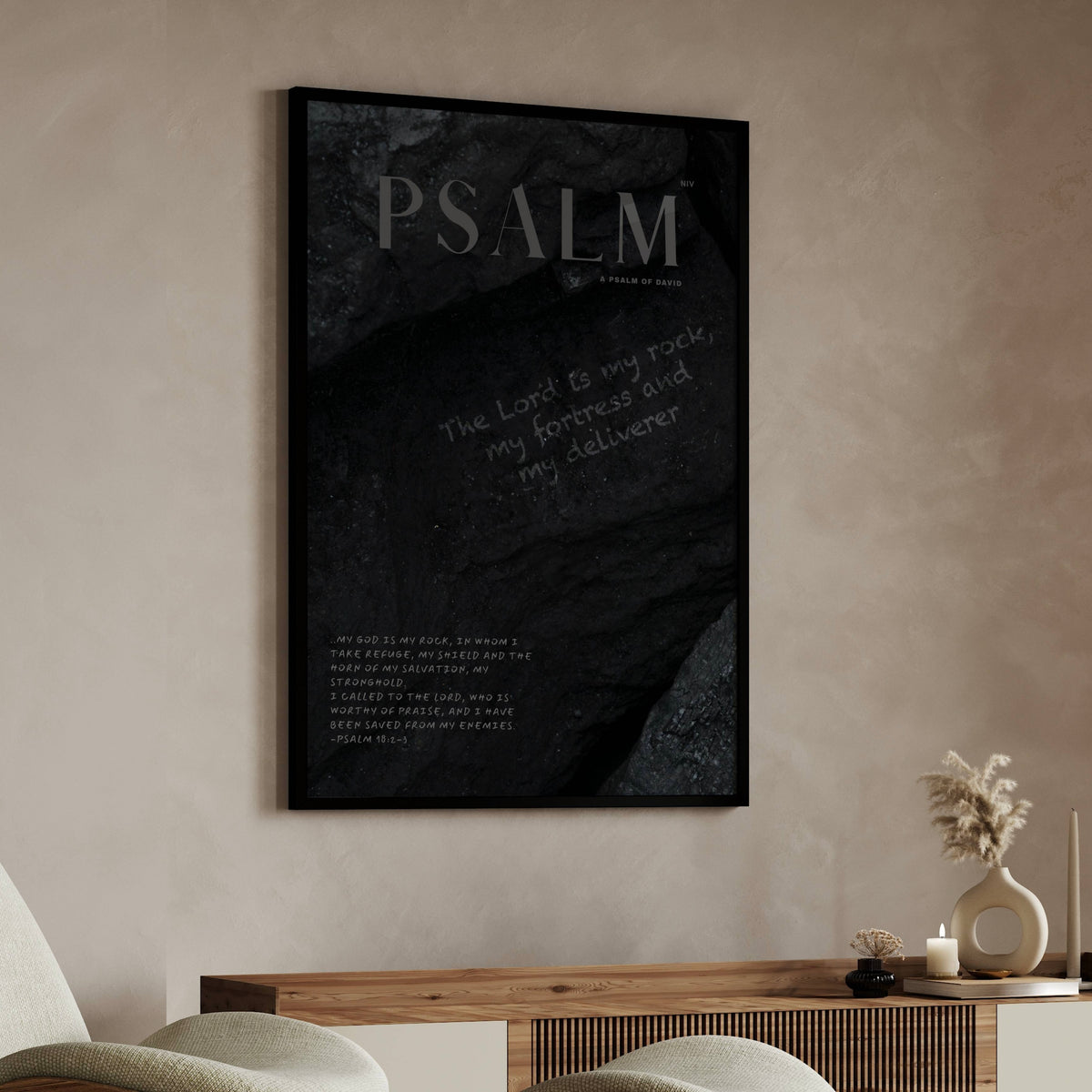 My Rock Psalm 18:2-3 Christian wall art print by AENON HOME fine art scripture print