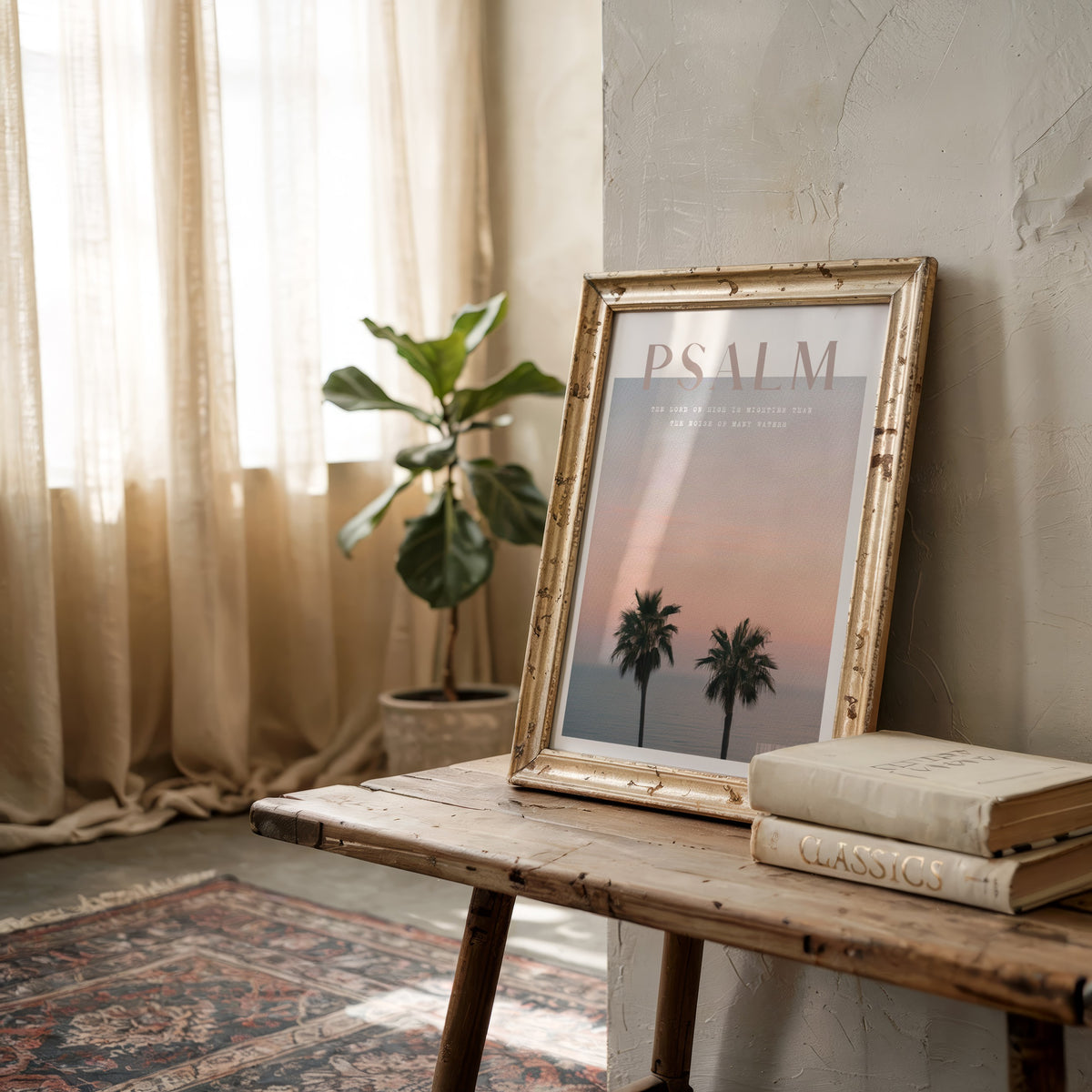 PALM TREES Psalm 93:4 Christian wall art print by AENON HOME fine art scripture print