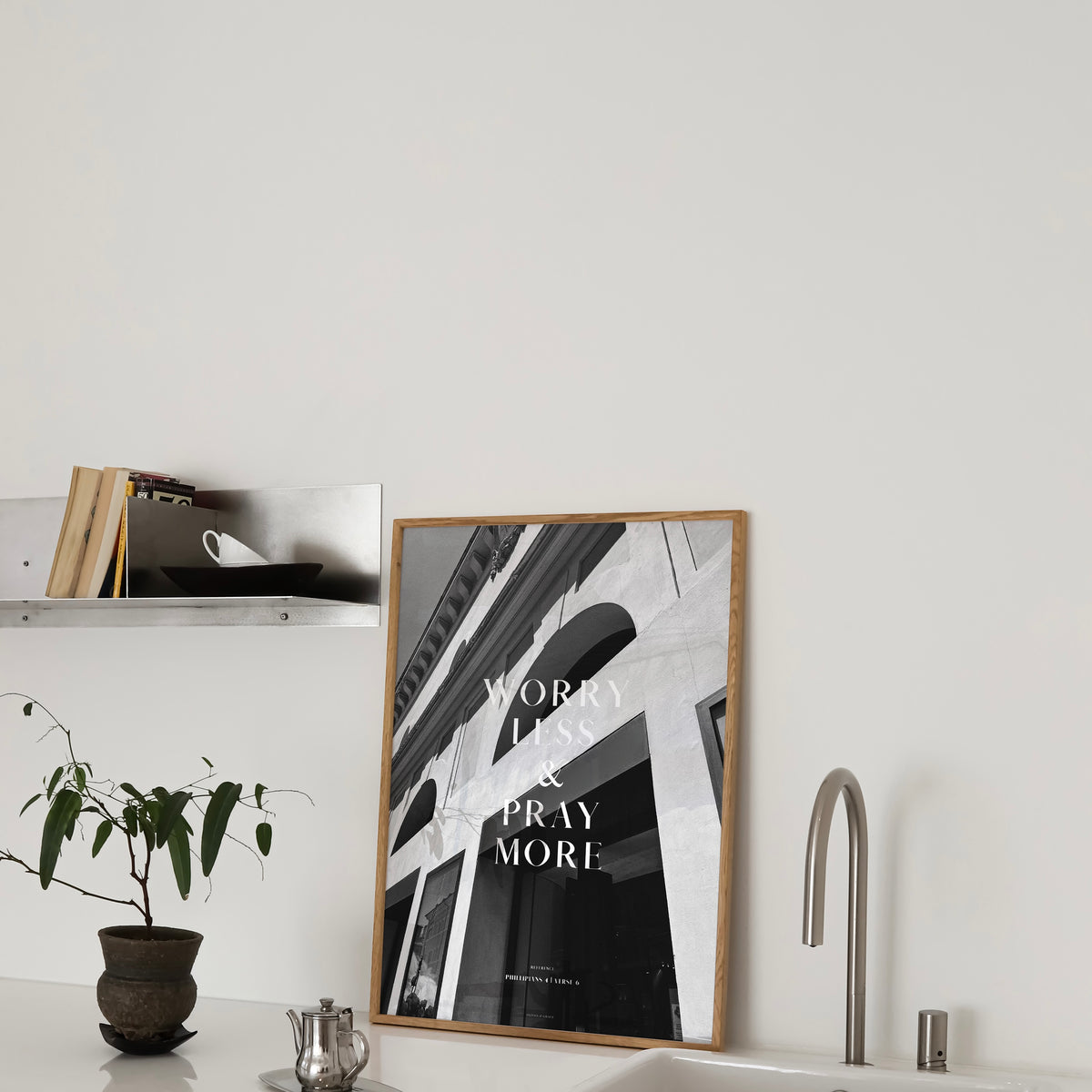 Pray More Philippians 4:6 Christian wall art print by AENON HOME fine art scripture print